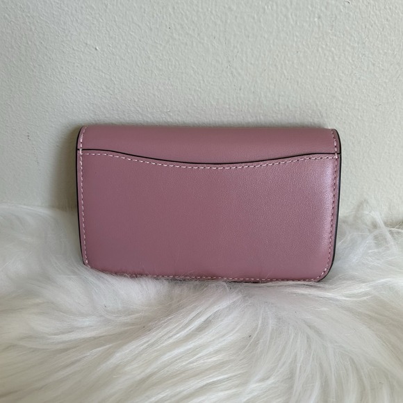 Coach Wyn Small Wallet Dusty Rose Pink Leather Gold C Logo Envelope C2328 - Picture 2 of 5